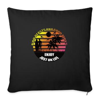 Just On Life T Shirt Vintage Femme T-shirt Homme - Housse de coussin décorative 45 x 45 cm - noir - Devant