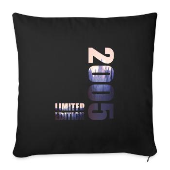 2005. Limited Edition T-Shirt Geburtstags Idee - Sofakissenbezug 45 x 45 cm - Schwarz - Vorne