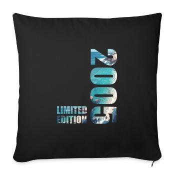 2005. Limited Edition T-Shirt Geburtstags Idee - Sofakissenbezug 45 x 45 cm - Schwarz - Vorne