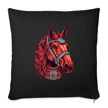 Red Horse Head Design Portrait Head - Sofa pillowcase 17,3'' x 17,3'' (45 x 45 cm) - black - Front