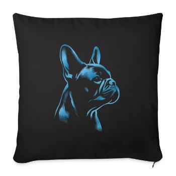 French Bulldog blue - Sofa pillowcase 17,3'' x 17,3'' (45 x 45 cm) - black - Front