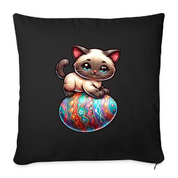 Siamkatze auf Osterei - Sofakissenbezug 45 x 45 cm - Schwarz - Vorne