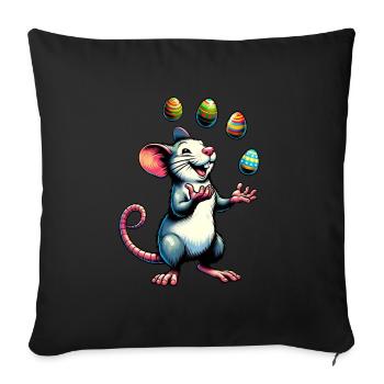 Easter Mouse & Rat with Easter Eggs - Sofa pillowcase 17,3'' x 17,3'' (45 x 45 cm) - black - Front
