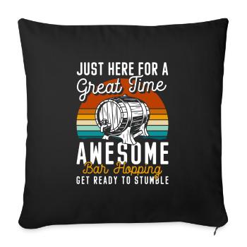 Bar Hopping Alcool Enterrement de vie de garçon - Housse de coussin décorative 45 x 45 cm - noir - Devant