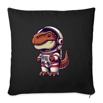 Dino Astronaut in Space Cartoon - Sofa pillowcase 17,3'' x 17,3'' (45 x 45 cm) - black - Front