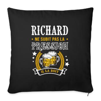 Richard bière richard cadeau richard fêtes - Housse de coussin décorative 45 x 45 cm - noir - Devant