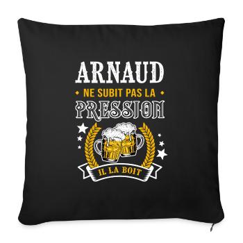 Arnaud bière cadeau arnaud fêtes - Housse de coussin décorative 45 x 45 cm - noir - Devant