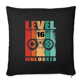 Level unlocked - Geburtstag - Sofakissenbezug 45 x 45 cm - Schwarz - Vorne