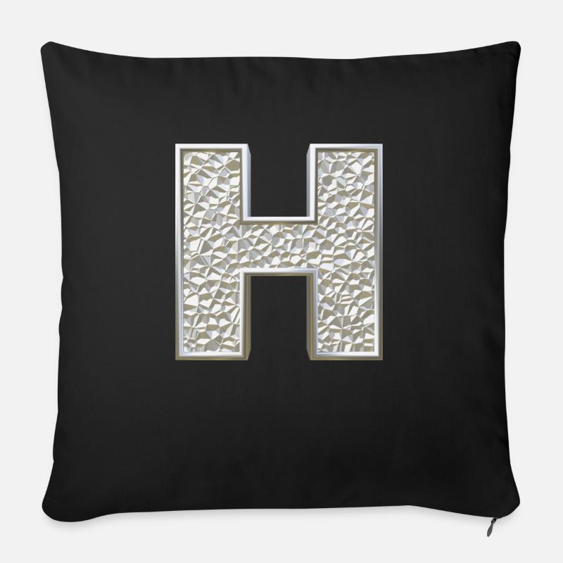 H, letter, letter H, initial, initial H, monogram, - Sofakissenbezug 45 x 45 cm - Schwarz
