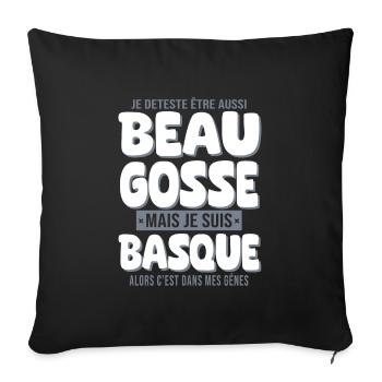 Beau gosse Basque cadeau homme basquais - Housse de coussin décorative 45 x 45 cm - noir - Devant