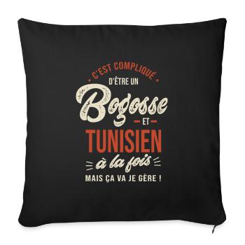 Tunisien Bogosse Cadeau Humour Tunisie - Housse de coussin décorative 45 x 45 cm - noir - Devant