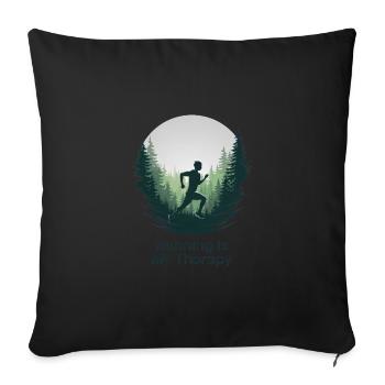 Running is My Therapy – Laufen in der Natur - Sofakissenbezug 45 x 45 cm - Schwarz - Vorne