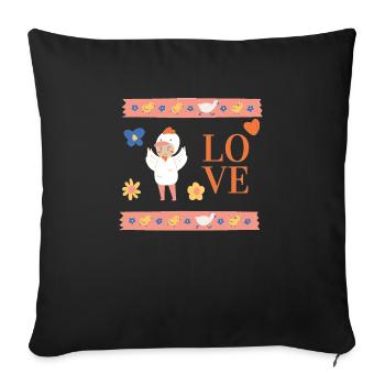 I love Little Poussin - Housse de coussin décorative 45 x 45 cm - noir - Devant