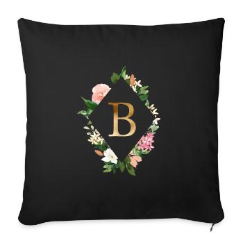 Flowers Bouquet Boho Monogram B customizable - Sofa pillowcase 17,3'' x 17,3'' (45 x 45 cm) - black - Front