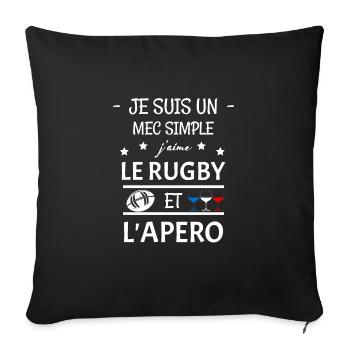 apéro rugby - Housse de coussin décorative 45 x 45 cm - noir - Devant