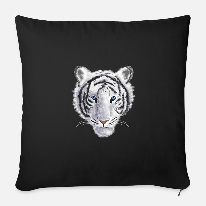 white tiger - Sofa pillowcase 17,3'' x 17,3'' (45 x 45 cm) - black