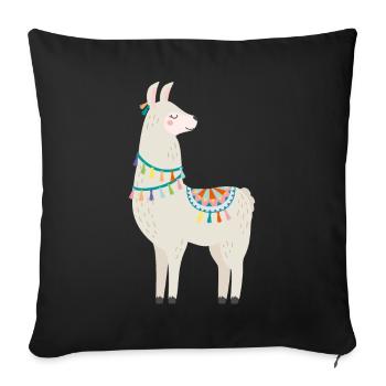 mon lama - Housse de coussin décorative 45 x 45 cm - noir - Devant