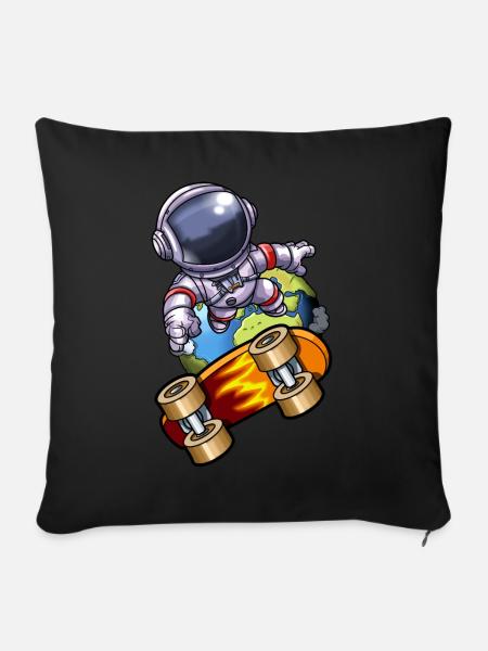 Astronaut Sk8er - Sofakissenbezug 45 x 45 cm - Schwarz