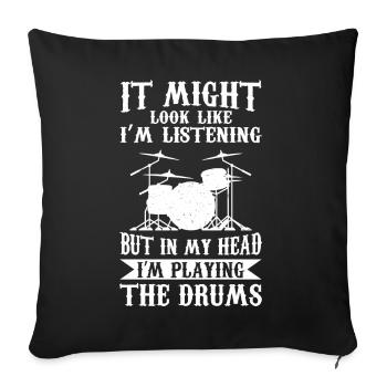 Cadeau de batteur de musicien de batterie cool - Housse de coussin décorative 45 x 45 cm - noir - Devant