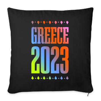 Grèce 2023 - Housse de coussin décorative 45 x 45 cm - noir - Devant