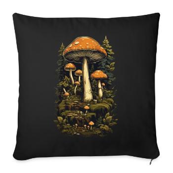 Retro mushroom magic for collectors & lovers - Sofa pillowcase 17,3'' x 17,3'' (45 x 45 cm) - black - Front