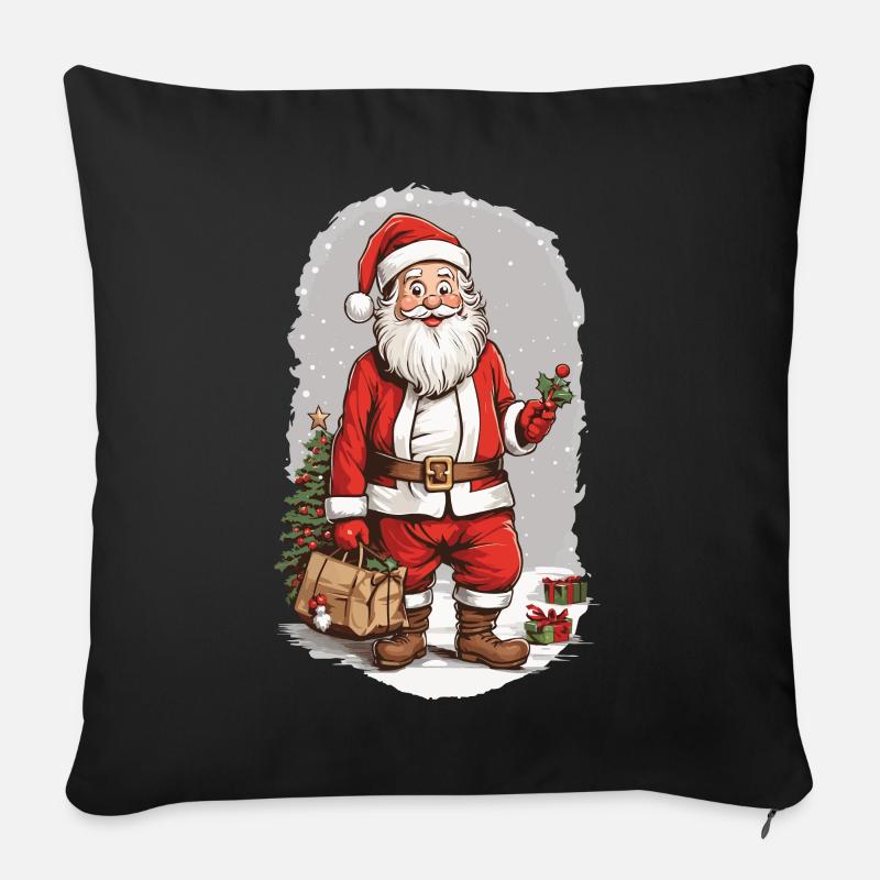 Festlicher Winterzauber Weihnachten Weihnachtsmann - Sofakissenbezug 45 x 45 cm - Schwarz