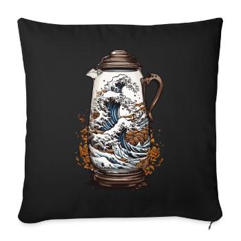 Japan Coffee Aesthetics Ukiyo-E Wave for Coffee Fans - Sofa pillowcase 17,3'' x 17,3'' (45 x 45 cm) - black - Front