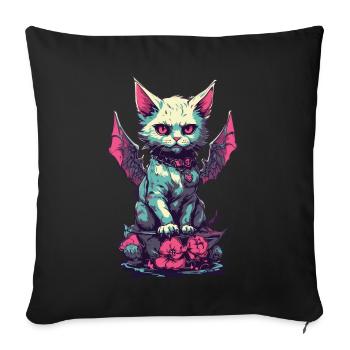 Goth Cat Vampire Demons Aesthetic - Sofa pillowcase 17,3'' x 17,3'' (45 x 45 cm) - black - Front