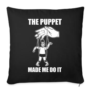 Lustiger Bauchredner-Puppenspieler Puppenmacher - Sofakissenbezug 45 x 45 cm - Schwarz - Vorne