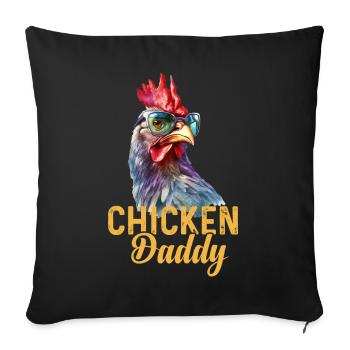 Un drôle de papa poulet avec des lunettes de soleil - Housse de coussin décorative 45 x 45 cm - noir - Devant