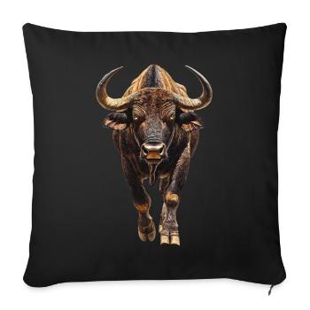 Büffel - Sofakissenbezug 45 x 45 cm - Schwarz - Vorne