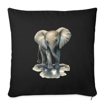 Baby Elefant - Sofakissenbezug 45 x 45 cm - Schwarz - Vorne
