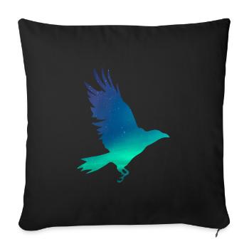 Crow in northern lights - Sofa pillowcase 17,3'' x 17,3'' (45 x 45 cm) - black - Front