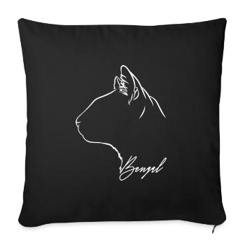 Bengal Profil Katzen Katze Wilsigns - Sofakissenbezug 45 x 45 cm - Schwarz - Vorne