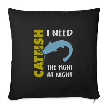Combat de pêche au poisson-chat avec le poisson-chat fort - Housse de coussin décorative 45 x 45 cm - noir - Devant