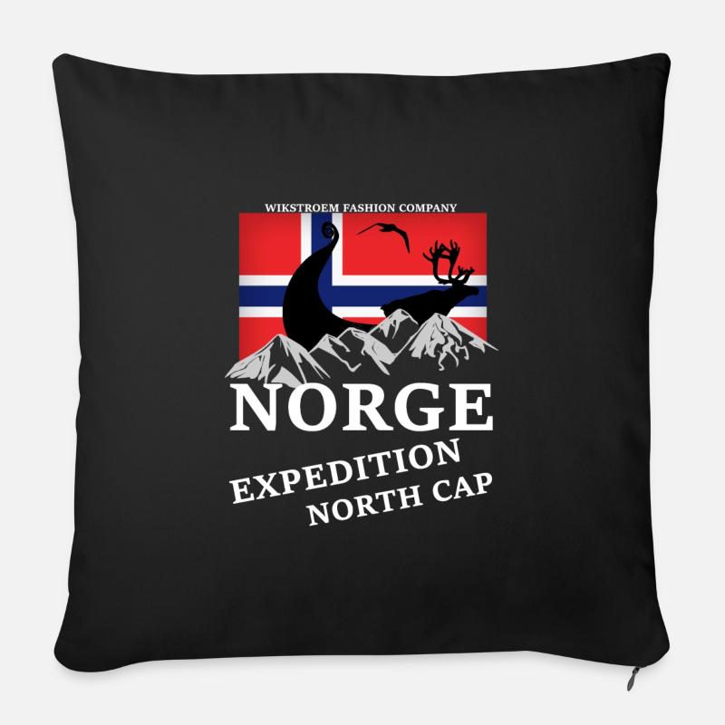 Wikstroem Norwegen Expedition Nordkap Berge - Sofakissenbezug 45 x 45 cm - Schwarz
