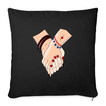 hands intertwined to be together - Sofa pillowcase 17,3'' x 17,3'' (45 x 45 cm) - black - Front