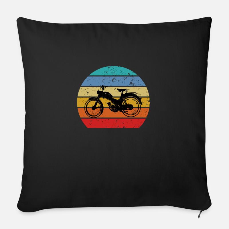 Mobylette voiture vintage - Housse de coussin décorative 45 x 45 cm - noir