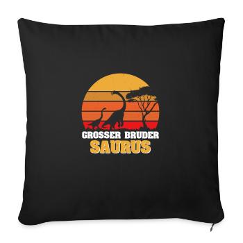 Großer Bruder Saurus Brachiosaurus Dino Geburt - Sofakissenbezug 45 x 45 cm - Schwarz - Vorne