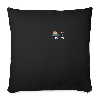 Randonnée AM Vin PM Vin Rouge Montagnes Alpinisme Nature - Housse de coussin décorative 45 x 45 cm - noir - Devant