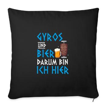 Gyros Grill Biertrinker Bierkrug Griechenland - Sofakissenbezug 45 x 45 cm - Schwarz - Vorne