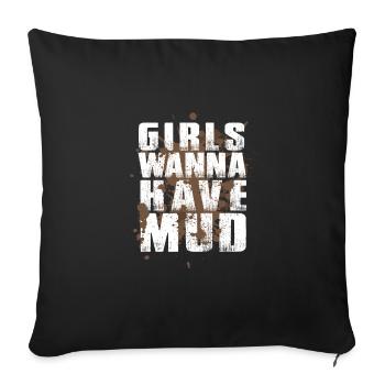 Girls Wanna Have Mud course d’obstacles tenue de groupe - Housse de coussin décorative 45 x 45 cm - noir - Devant