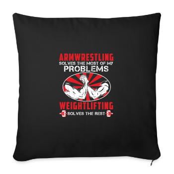 Arm Wrestling Gewichtheben Langhantel USA Flagge - Sofakissenbezug 45 x 45 cm - Schwarz - Vorne