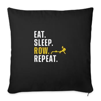 rameur Eat Sleep Row Repeat Ergomètre Fitness - Housse de coussin décorative 45 x 45 cm - noir - Devant