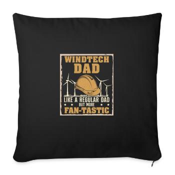Windtech Dad Fan-tastic Éolienne drôle Technicien - Housse de coussin décorative 45 x 45 cm - noir - Devant