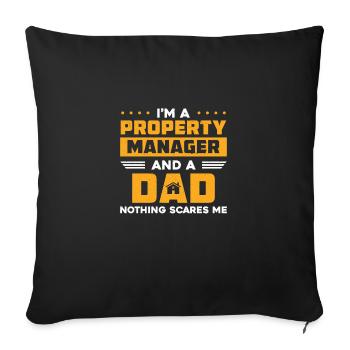 Humour immobilier humoristique pour un papa - Housse de coussin décorative 45 x 45 cm - noir - Devant