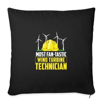 Le plus fan de technicien d'éolienne amusant - Housse de coussin décorative 45 x 45 cm - noir - Devant