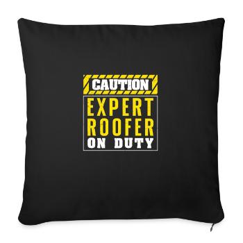 Construction amusante de toiture pour un couvreur - Housse de coussin décorative 45 x 45 cm - noir - Devant
