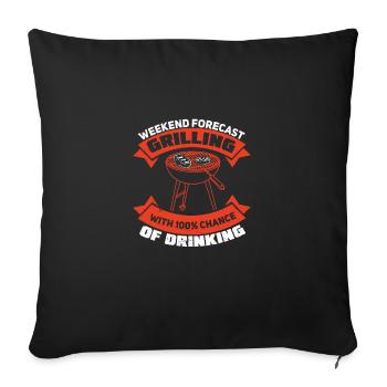 Weekend Forecast Humour pour griller la viande - Housse de coussin décorative 45 x 45 cm - noir - Devant