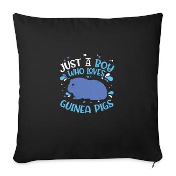 Just A Boy Who Loves Cochons d'Inde Funny - Housse de coussin décorative 45 x 45 cm - noir - Devant